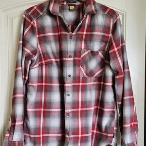 Eddie Bauer Red and Gray Casual Button Down Shirt